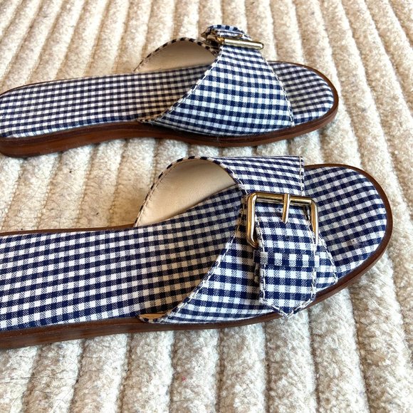 J Crew Gretchen gingham buckle slides / slip-on shoes, Womens size 6, EUC - Picture 3 of 7